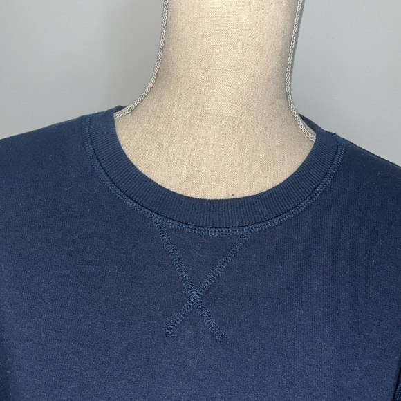 Eddie Bauer Blue Crewneck Sweater w/ Textured Knit size Large.  Fleece lined - Picture 3 of 8